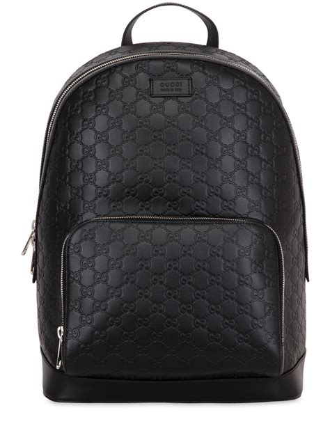 gucci black back pack|Gucci signature leather backpack black.